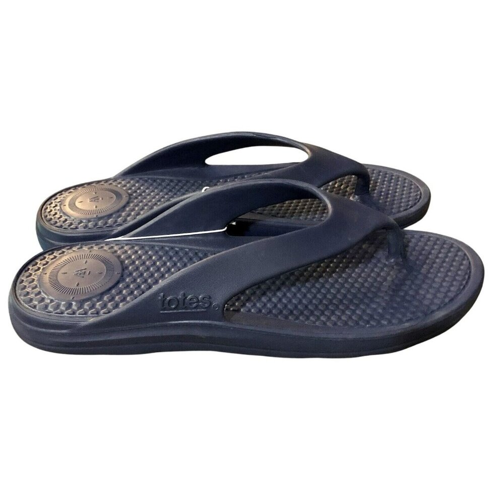 Totes Solbounce Flip Flops Mens 13 NEW Blue Anti-Microbial Machine Washable